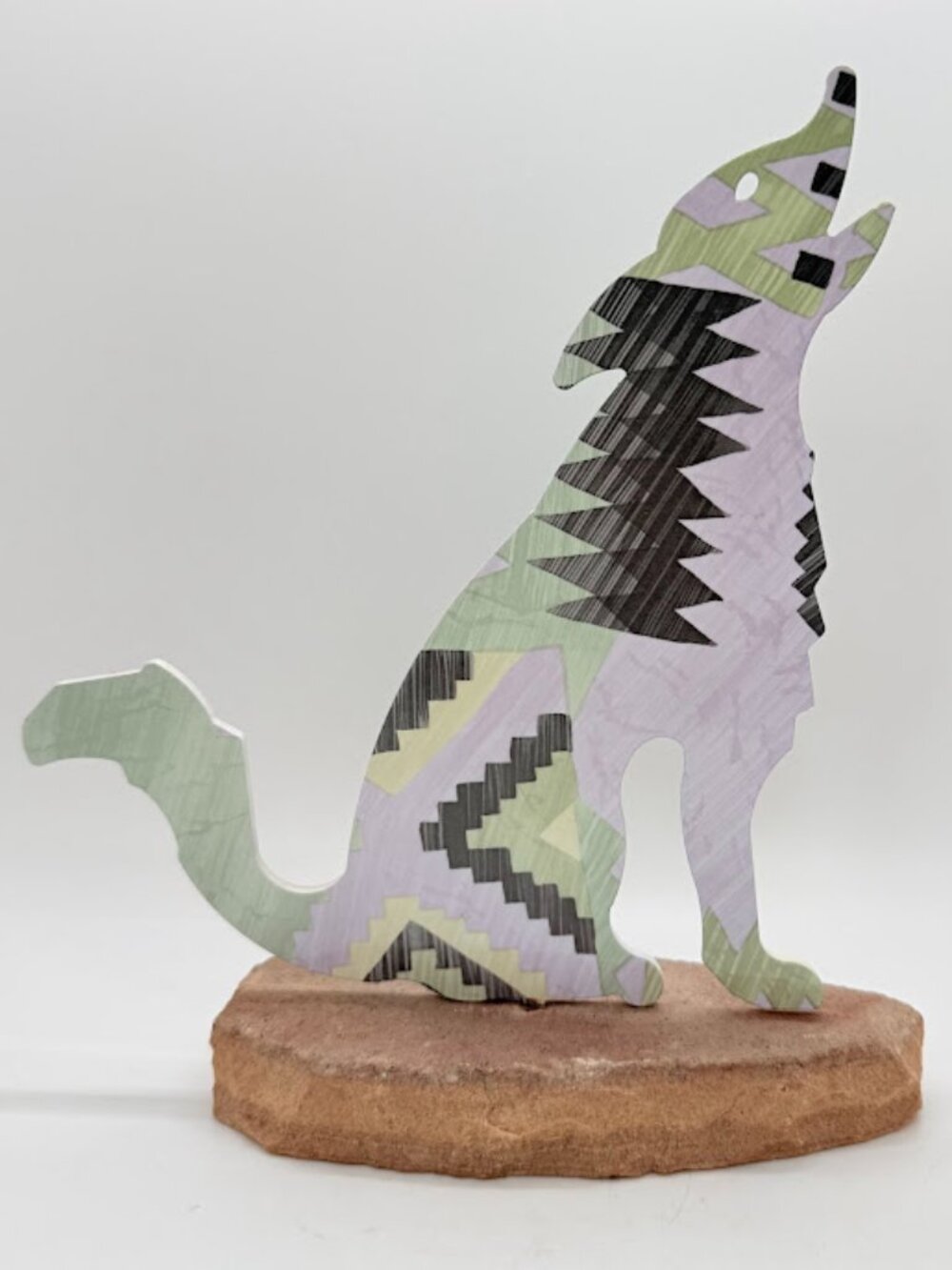 Coyote Lazart Enameled Metal Art Figurine Southwest Sandstone Large 9"